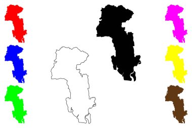 Saga şehri (Japonya, Nihon-koku veya Nippon-koku, Kyushu bölgesi) harita vektör çizimi, karalama çizimi Saga-shi haritası