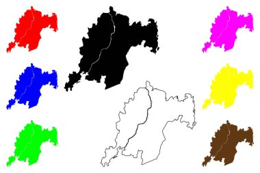 Oyama şehri (Japonya, Nihon-koku veya Nippon-koku, Kanto bölgesi) harita vektör çizimi, çizim Oyama-shi haritası