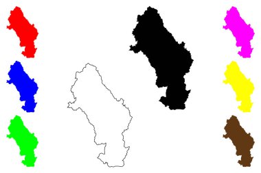 Sano şehri (Japonya, Nihon-koku veya Nippon-koku, Kanto bölgesi) harita vektör çizimi, çizim Sano-shi haritası