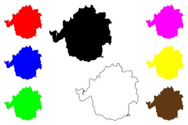 Sanda şehri (Japonya, Nihon-koku veya Nippon-koku, Kansai bölgesi) harita vektör çizimi, çizim Sanda-shi haritası