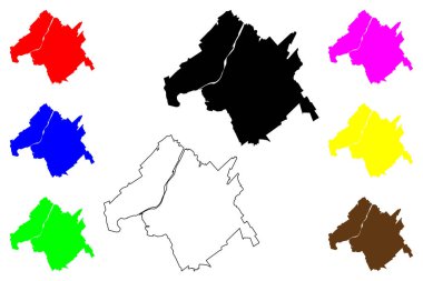 Sayama şehri (Japonya, Nihon-koku veya Nippon-koku, Kanto bölgesi) harita vektör çizimi, çizim Sayama-shi haritası