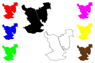 Soka şehri (Japonya, Nihon-koku veya Nippon-koku, Kanto bölgesi) harita vektör çizimi, karalama çizimi Soka-shi haritası
