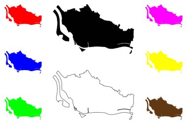 Toda şehri (Japonya, Nihon-koku veya Nippon-koku, Kanto bölgesi) harita vektör çizimi, çizim Toda-shi haritası