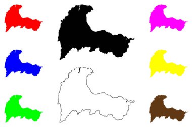 Toyama Şehri (Japonya, Nihon-koku veya Nippon-koku, Chubu bölgesi) harita vektör çizimi, karalama çizimi