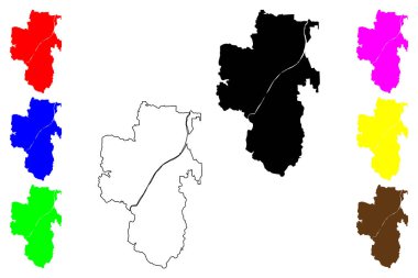 Tondabayashi şehri (Japonya, Nihon-koku veya Nippon-koku, Kansai bölgesi) harita vektör çizimi, çizim Tondabayashi-shi haritası