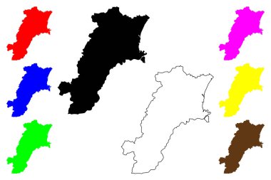 Tsu şehri (Japonya, Nihon-koku veya Nippon-koku, Kansai bölgesi) harita vektör çizimi, karalama çizimi Tsu-shi haritası