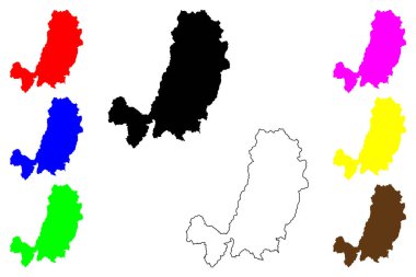 Tsuyama şehri (Japonya, Nihon-koku veya Nippon-koku, Chugoku bölgesi) harita vektör çizimi, karalama çizimi Tsuyama-shi harita