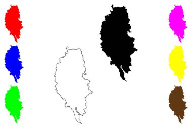 Tsukuba şehri (Japonya, Nihon-koku veya Nippon-koku, Kanto bölgesi) harita vektör çizimi, karalama çizimi Tsukuba-shi harita