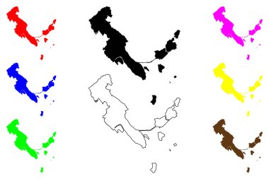 Uruma şehri (Japonya, Nihon-koku veya Nippon-koku, Kyushu bölgesi) harita vektör çizimi, çizim Uruma-shi haritası