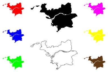Wakayama şehri (Japonya, Nihon-koku veya Nippon-koku, Honshu bölgesi) harita vektör çizimi, çizim Wakayama-shi haritası