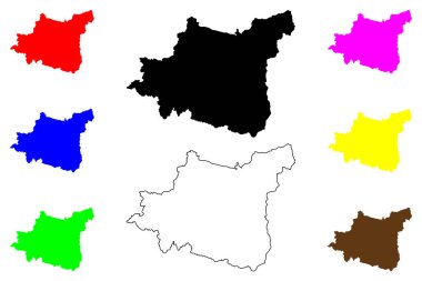 Yamagata şehri (Japonya, Nihon-koku veya Nippon-koku, Tohoku bölgesi) harita vektör çizimi, çizim Yamagata-shi haritası