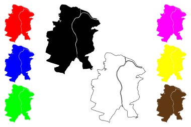 Yachiyo şehri (Japonya, Nihon-koku veya Nippon-koku, Kanto bölgesi) harita vektör çizimi, çizim Yachiyo-shi haritası