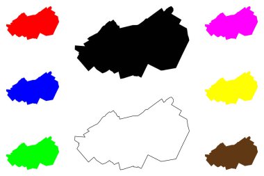 Türkistan (Kazakistan Cumhuriyeti) harita vektör illüstrasyonu, çizim Türk haritası