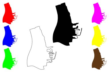 Fintas şehri (Kuveyt Durumu) harita vektör çizimi, çizim Al Fintas haritası