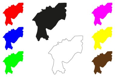 Vacoas-Phoenix (Mauritius Cumhuriyeti) harita vektör illüstrasyonu, karalama çizimi Vacoas Phoenix, Villes Jumelles harita