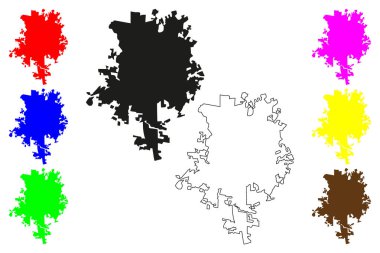 Aguascalientes şehri (Amerika Birleşik Devletleri, Meksika, Meksika, Aguascalientes Eyaleti) harita vektör çizimi, karalama çizimi Ciudad de Aguascalientes haritası