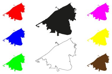 Campeche şehri (Amerika Birleşik Devletleri, Meksika, Campeche Eyaleti) harita vektör çizimi, çizim San Francisco de Campeche haritası
