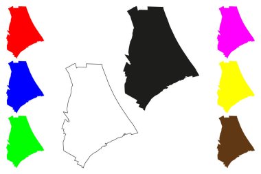Ciudad Madero şehri (Meksika Birleşik Devletleri, Meksika, Tamaulipas Eyaleti) harita vektör çizimi, karala Ciudad Madero haritası