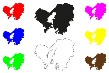 Ciudad Lopez Mateos şehri (Meksika Birleşik Devletleri, Meksika Eyaleti) harita vektör çizimi, karalama çizimi Ciudad Lopez Mateos haritası