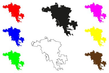 Ciudad Valles şehri (Meksika Birleşik Devletleri, Meksika, San Luis Potosi Eyaleti) harita vektör çizimi, Ciudad Valles haritası çizimi