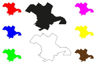 Cholula şehri (Amerika Birleşik Devletleri, Meksika, Puebla Eyaleti) harita vektör çizimi, karalama çizimi Cholula de Rivadavia haritası