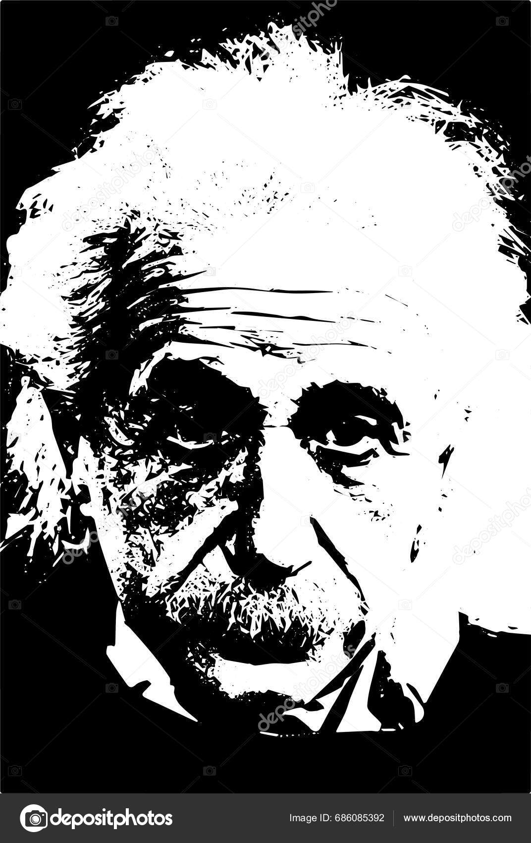 Usa Cirka 1947 Portræt Albert Einstein Vektor Sort Hvid Tysk Stock ...