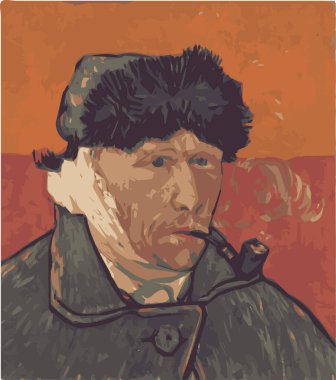 Ekim. 10, 2023 Vincent Van Gogh 'un 1889' daki portresi. Vektör 3 renk silueti. (1853-1890) Hollandalı post-empresyonist ressam 