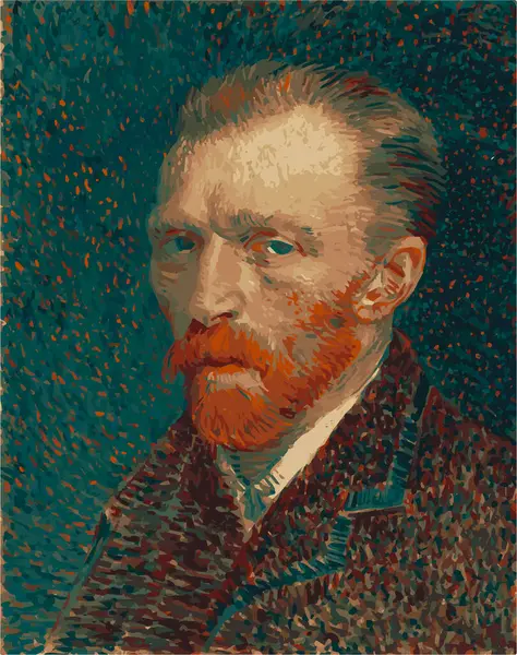 stock vector Portrait of Vincent Van Gogh vector. 3 colors Silhouette.(1853-1890) Dutch post-impressionist painter known for 