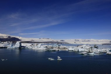 Jokulsarlon İzlanda 'nın güneyindeki Vatnajokull Ulusal Parkı' nın güneyinde büyük bir buzul gölüdür.