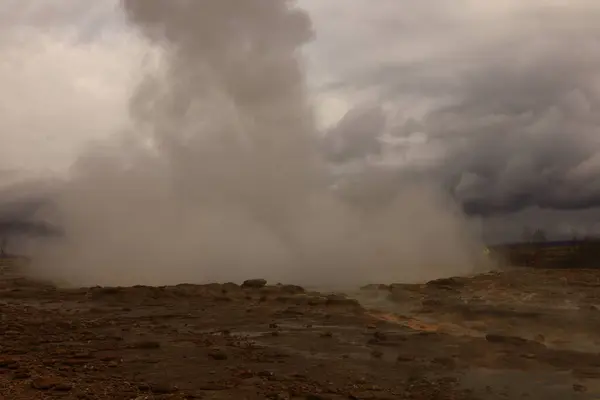 stock image view of the Geysir geothermal field, a set of hot springs located about 60 km east of Reykjavik.