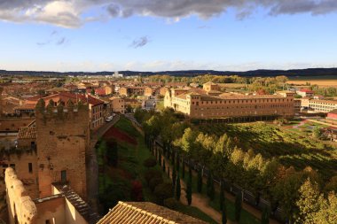 İspanya 'nın Navarre kentindeki Olite kentindeki Olite Kraliyet Sarayı' ndan görüntü