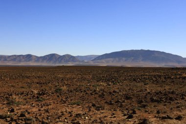 Fas 'taki Haut Atlas Oriental Ulusal Parkı' ndaki bir dağın manzarası. Doğu Yüksek Atlas Dağları 'nın içinde ve yakınında 49.000 hektarlık bir alanı kaplıyor