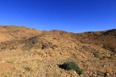 Fas 'taki Haut Atlas Oriental Ulusal Parkı' ndaki bir dağın manzarası. Doğu Yüksek Atlas Dağları 'nın içinde ve yakınında 49.000 hektarlık bir alanı kaplıyor