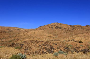Fas 'taki Haut Atlas Oriental Ulusal Parkı' ndaki bir dağın manzarası. Doğu Yüksek Atlas Dağları 'nın içinde ve yakınında 49.000 hektarlık bir alanı kaplıyor
