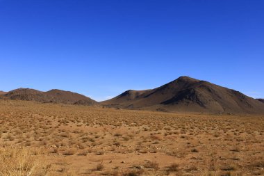 Fas 'taki Haut Atlas Oriental Ulusal Parkı' ndaki bir dağın manzarası. Doğu Yüksek Atlas Dağları 'nın içinde ve yakınında 49.000 hektarlık bir alanı kaplıyor