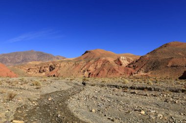 Fas 'taki Haut Atlas Oriental Ulusal Parkı' ndaki bir dağın manzarası. Doğu Yüksek Atlas Dağları 'nın içinde ve yakınında 49.000 hektarlık bir alanı kaplıyor.