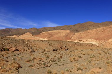 Fas 'taki Haut Atlas Oriental Ulusal Parkı' ndaki bir dağın manzarası. Doğu Yüksek Atlas Dağları 'nın içinde ve yakınında 49.000 hektarlık bir alanı kaplıyor