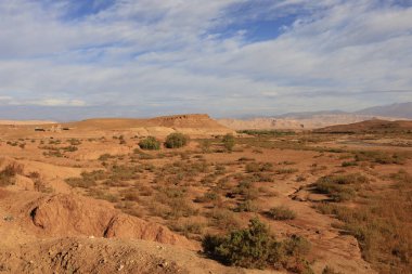 Fas 'taki Sahra ve Marakeş arasındaki eski kervan güzergahı boyunca Ait Benhaddou' dan görüntü.
