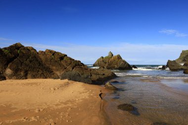 Biscay 'daki Laga plajının manzarası, Bask ülkesinin özerk kesiminde yer almaktadır.