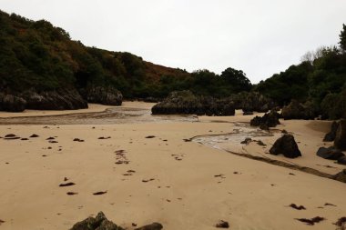 Kuzey İspanya 'daki Cantabria bölgesindeki Barnejo-Berrelin plajına bakın. 