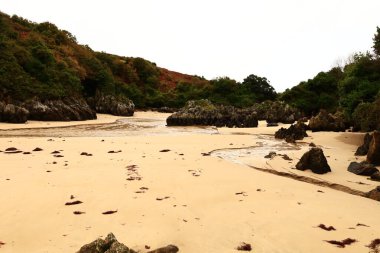 Kuzey İspanya 'daki Cantabria bölgesindeki Barnejo-Berrelin plajına bakın. 