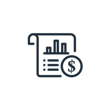 Analiz raporu simgesi beyaz arkaplanda izole edildi. Web ve mobil tasarım için analitik vektör sembolü.