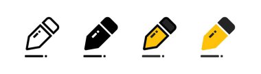 Beyaz arkaplanda kalem simgesi. Kalem sembolü. Kalem, kırtasiye, yazı, eğitim ve kurgu. Düz ve renkli stiller. Web ve mobil tasarım için.