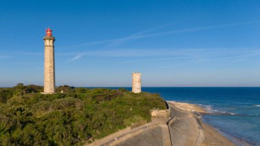 Ile de Ree 'deki Balina Feneri Sahil Hattı' nın Hava Görüntüsü