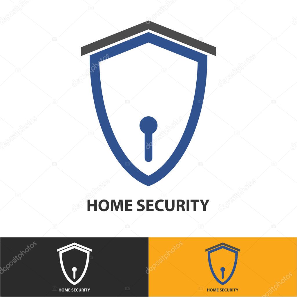 Home Security Logo Design  Safe House and Protection Symbol