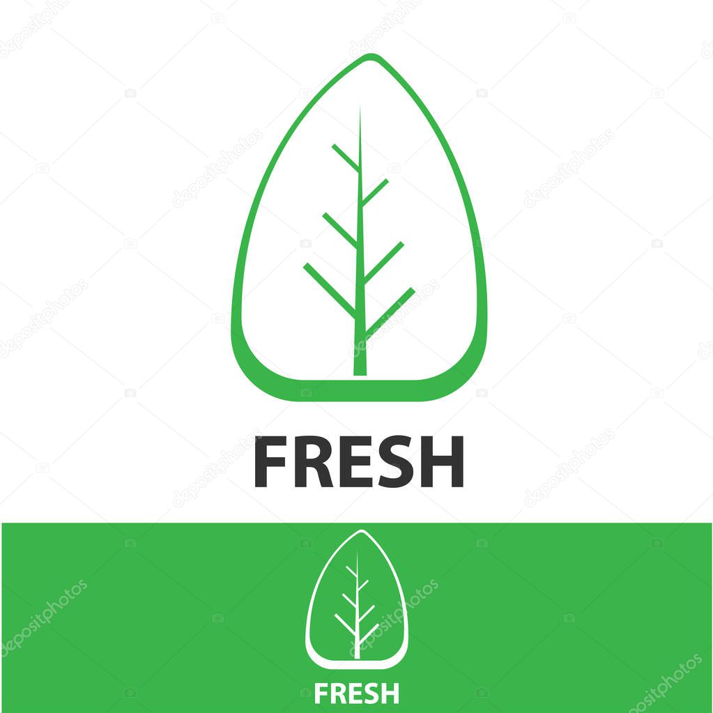 Fresh Organic Food Logo with Leaf and Fruit Elements