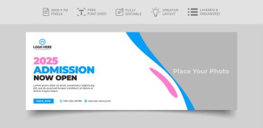 Okula kabul sosyal medya kapağı veya web afişi şablonu