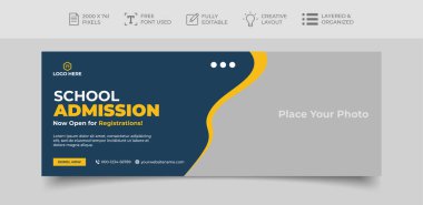 Okula kabul sosyal medya kapağı veya web afişi şablonu