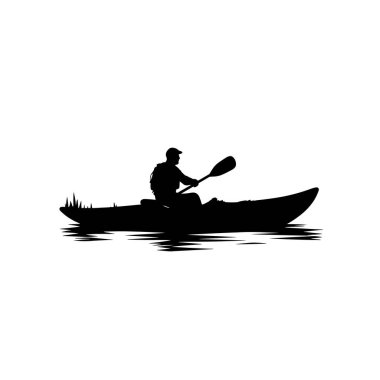 vector silhouette of a Kayaking clipart