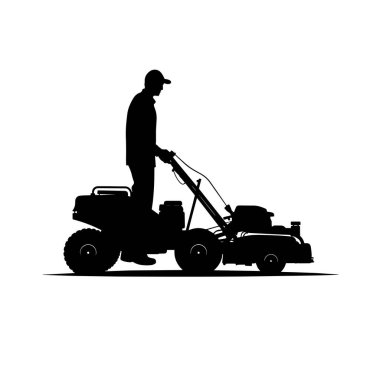 vector silhouette of a Lawn Mowing  clipart